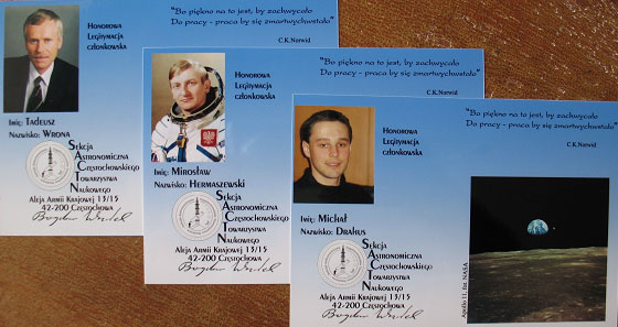 Tadeusz Wrona, Mirosaw Hermaszewski i Micha Drahus w roku 2008 stali si honorowymi czonkami SACTN
